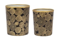 Tealight holders, set * Golden chrysanthemum * Black