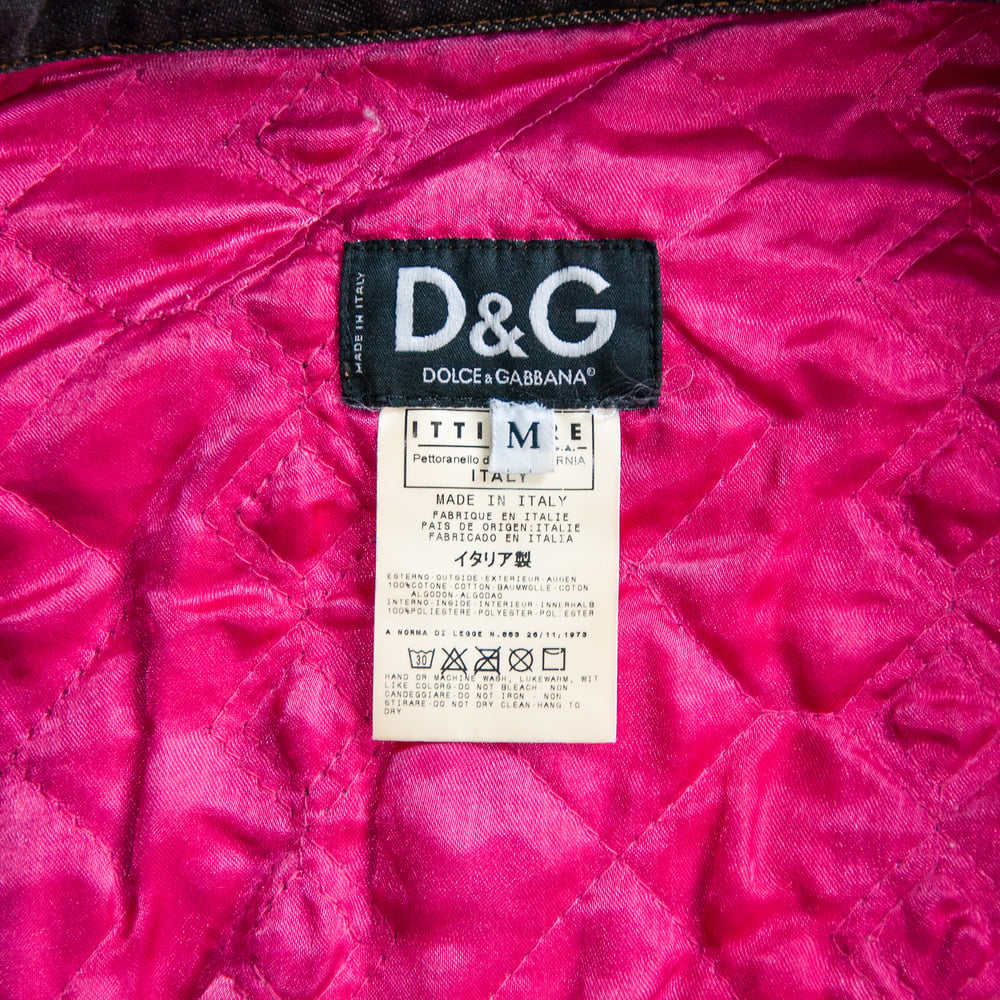 Image of Dolce & Gabbana Leather Patch Denim Jacket