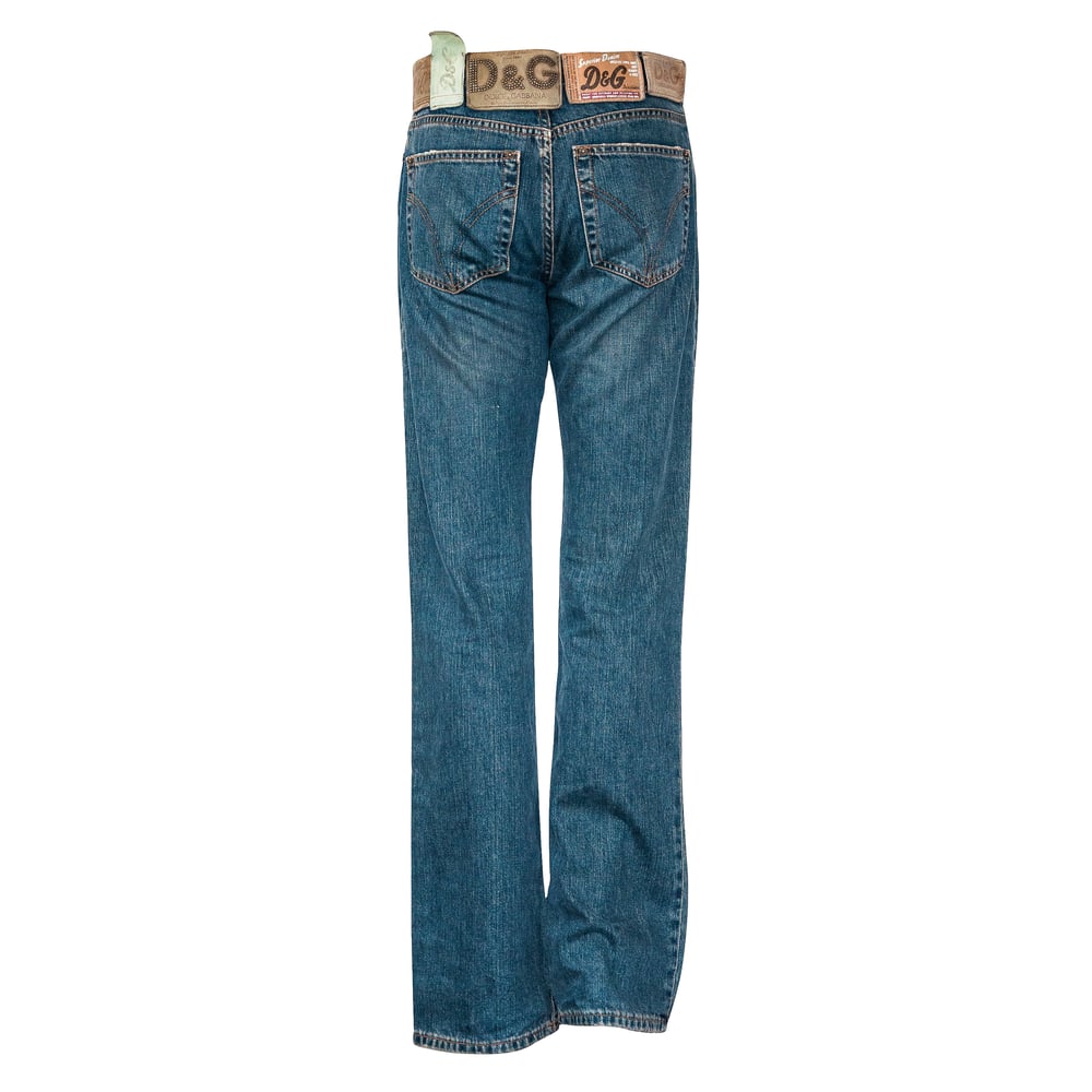Image of Dolce & Gabbana Leather Patch Denim Jeans