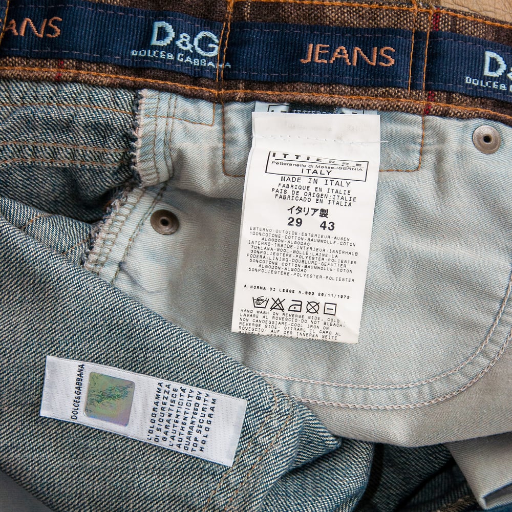 Image of Dolce & Gabbana Leather Patch Denim Jeans