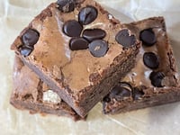 Infused double chocolate chip fudge brownies