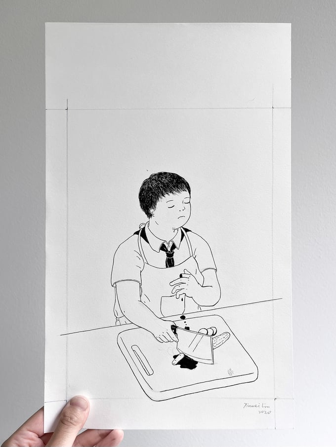 Image of Crying Is Embarrassing original ink drawing