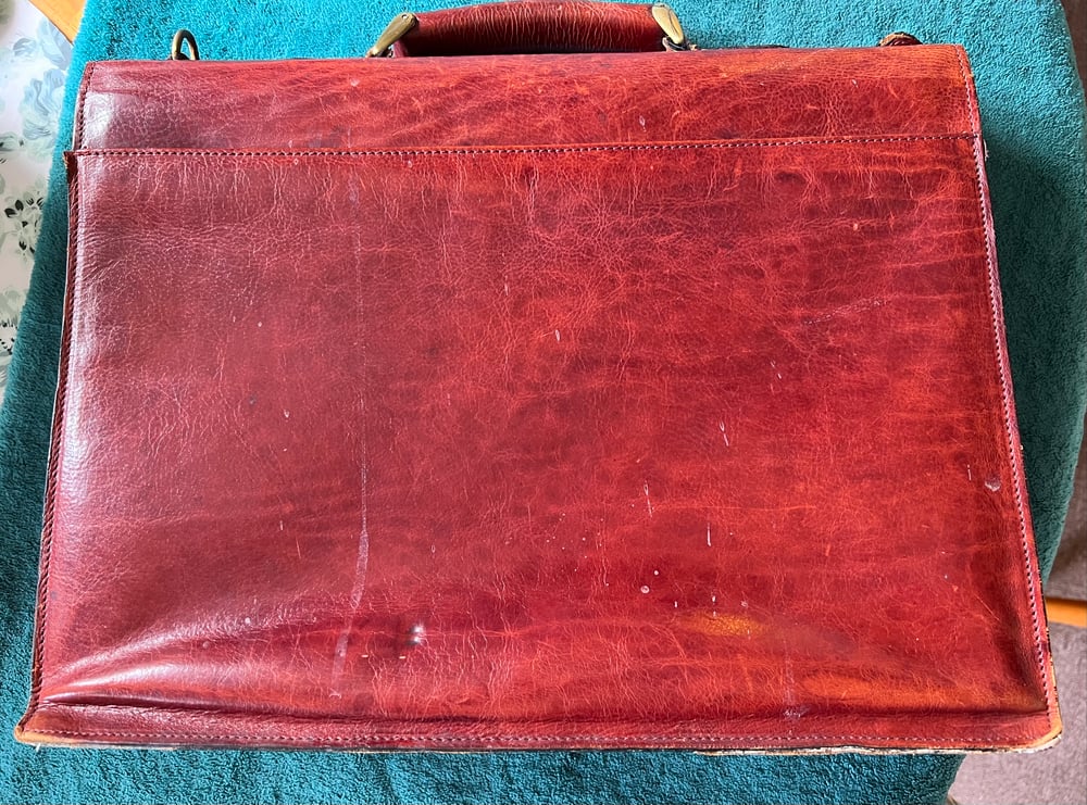 Image of Paolo Giannini Leather Briefcase Vintage Made in Italy Burgundy Red