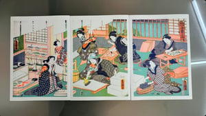 Tríptico Artisans x Utagawa Kunisada.  Adaptación x H.C. Ateleier