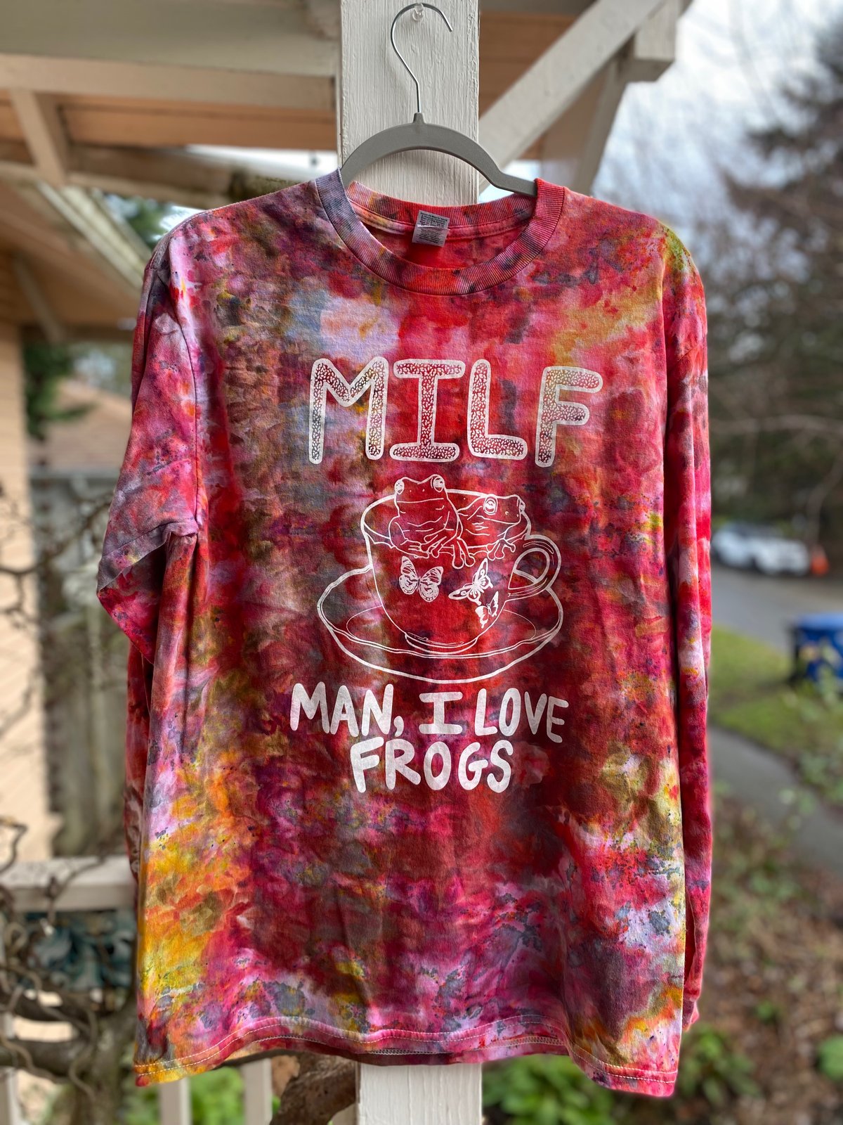 Image of MILF Man I Love Frogs Tie Dye Long Sleeve Shirt Size Medium