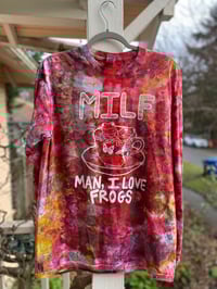 Image 1 of MILF Man I Love Frogs Tie Dye Long Sleeve Shirt Size Medium