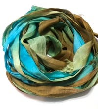 10YD.  SHIP WRECK HAND DYED SARI SILK RIBBON/HAND DYED BY COLOR KISSED SILK