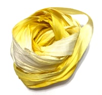 Image 3 of 10YD. LEMON DROP HAND DYED SARI SILK RIBBON/HAND DYED BY COLOR KISSED SILK