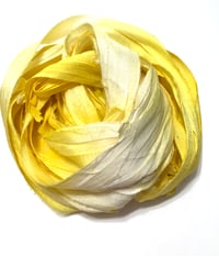 Image 1 of 10YD. LEMON DROP HAND DYED SARI SILK RIBBON/HAND DYED BY COLOR KISSED SILK