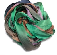 Image 4 of 10YD. MYTHICAL HAND DYED SARI SILK RIBBON/HAND DYED BY COLOR KISSED SILK