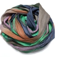 Image 1 of 10YD. MYTHICAL HAND DYED SARI SILK RIBBON/HAND DYED BY COLOR KISSED SILK