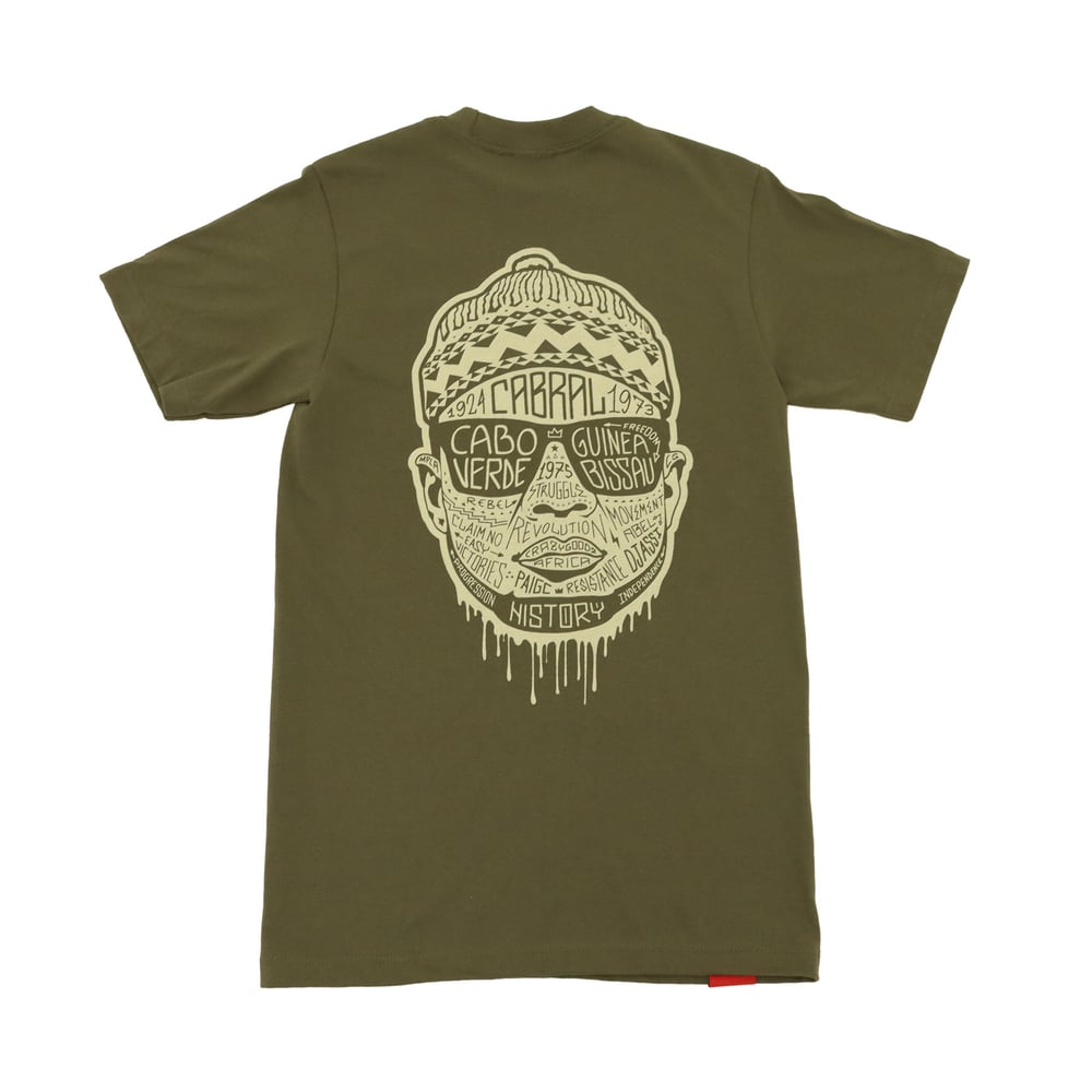 Image of "Djassi's Garden" Olive Tee - Amilcar Cabral
