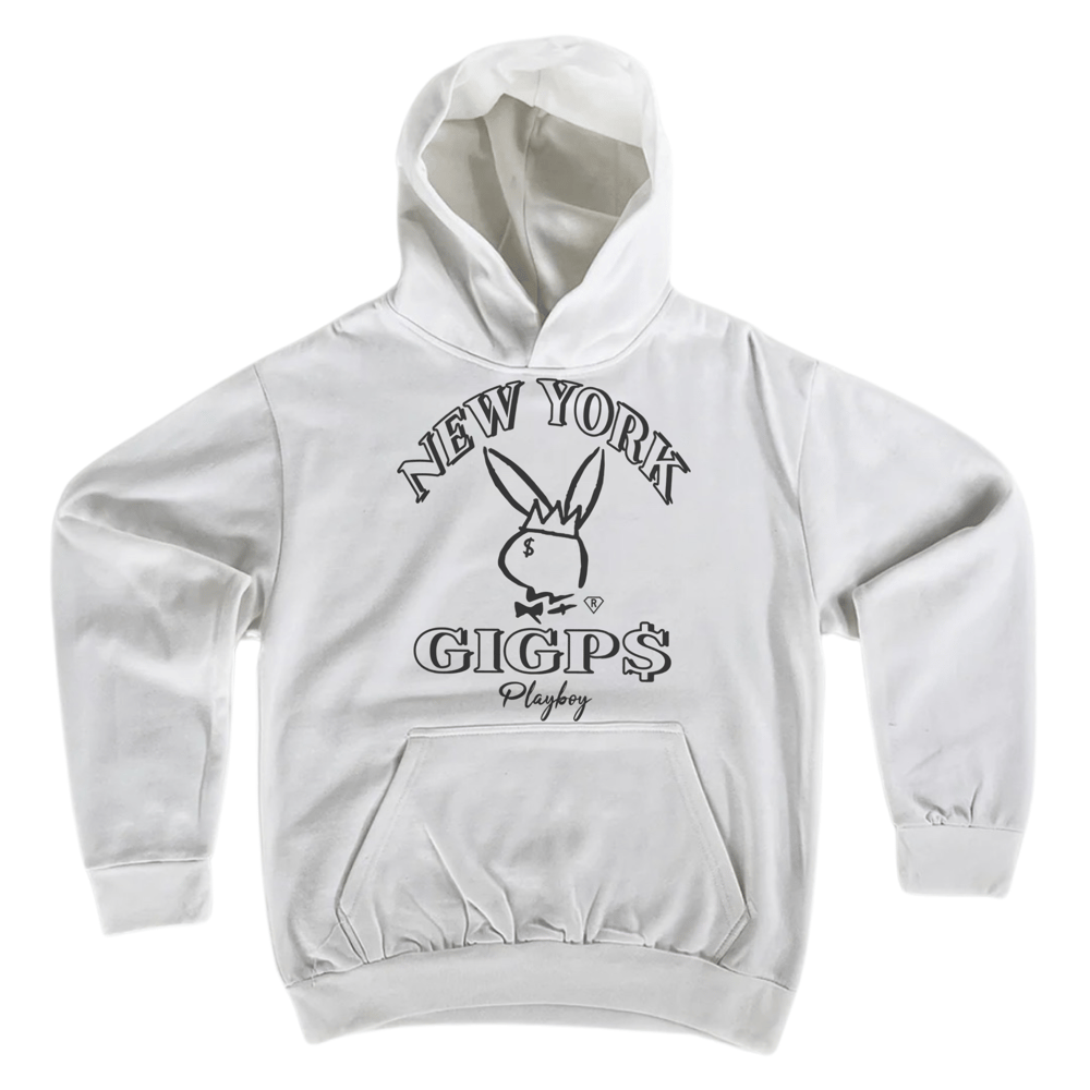 NYC PLAYBOY HOODIE VINTAGE WHITE GOD IS GREAT PAPER STRAIGHT