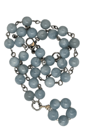 Image 4 of Planet Bella | Aquamarine beaded necklace with a large beaded flower pendant 