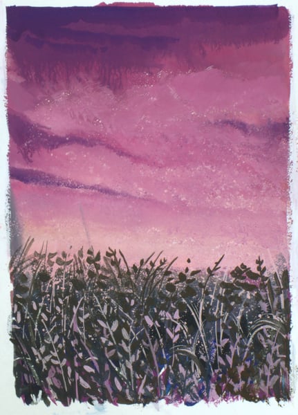 Image of Painting: Pink Sky and Tall Grass