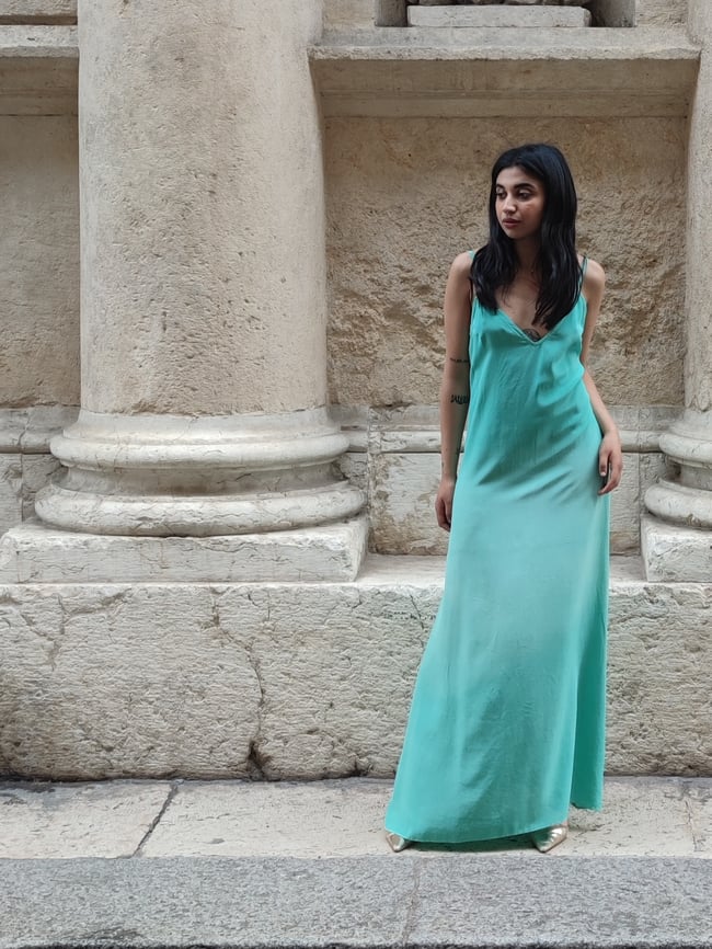 PURA SETA: abito sottoveste lungo tiffany