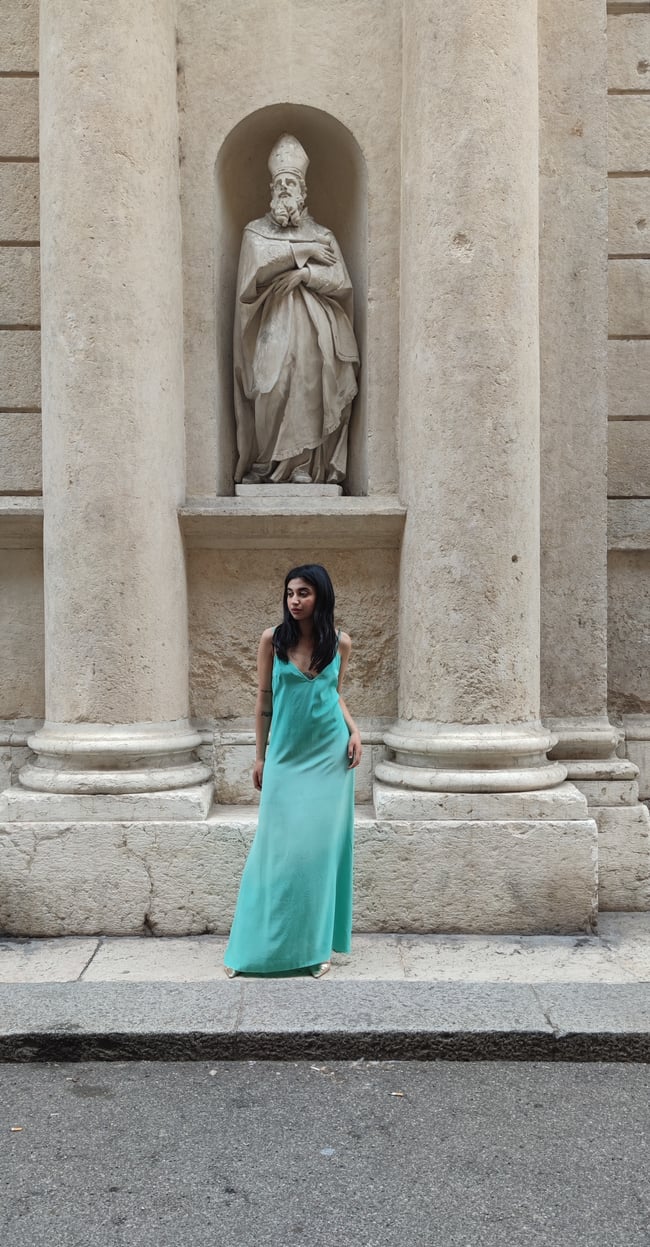 PURA SETA: abito sottoveste lungo tiffany