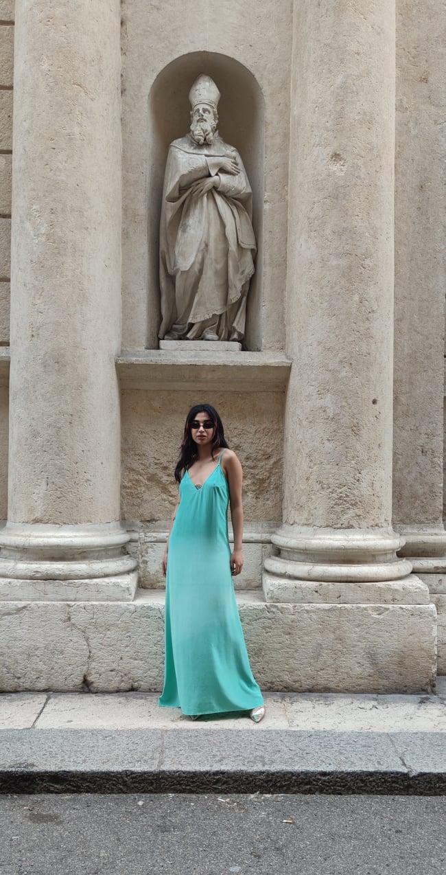 PURA SETA: abito sottoveste lungo tiffany