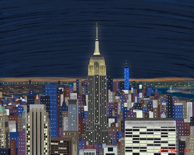 Image of Lower Manhattan at Night Gilclée Print