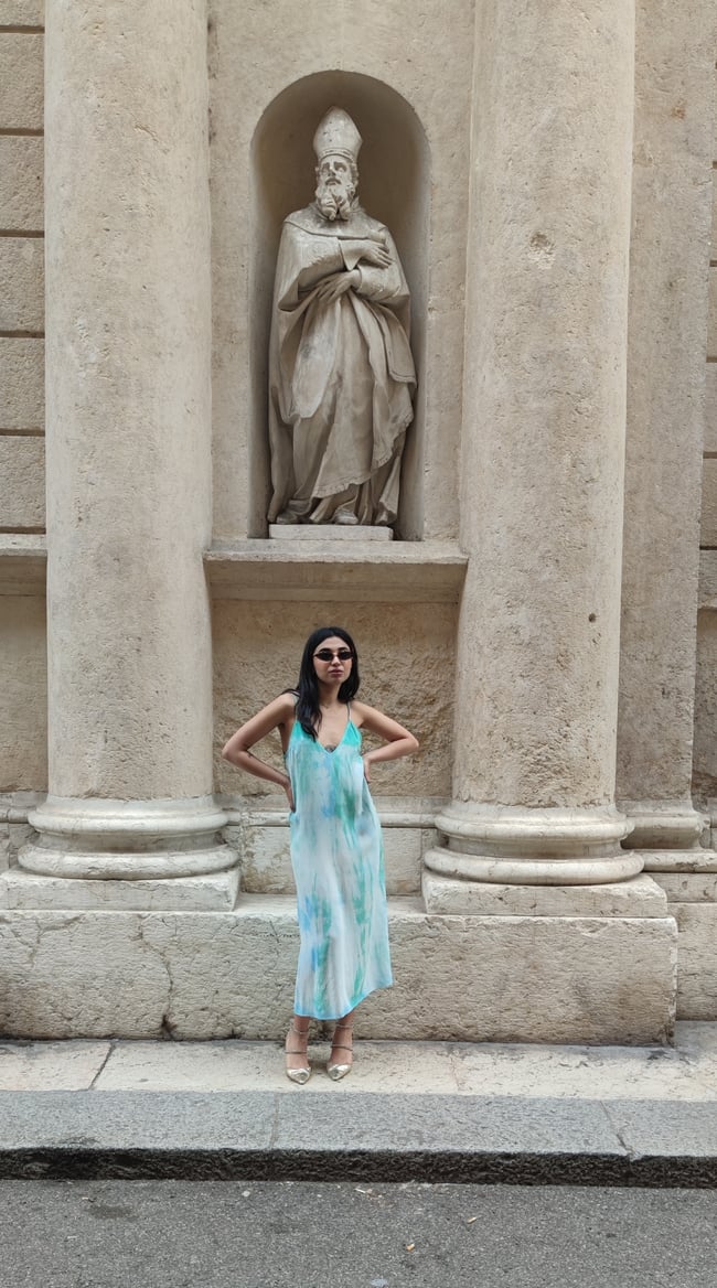 PURA SETA: abito sottoveste midi tiffany