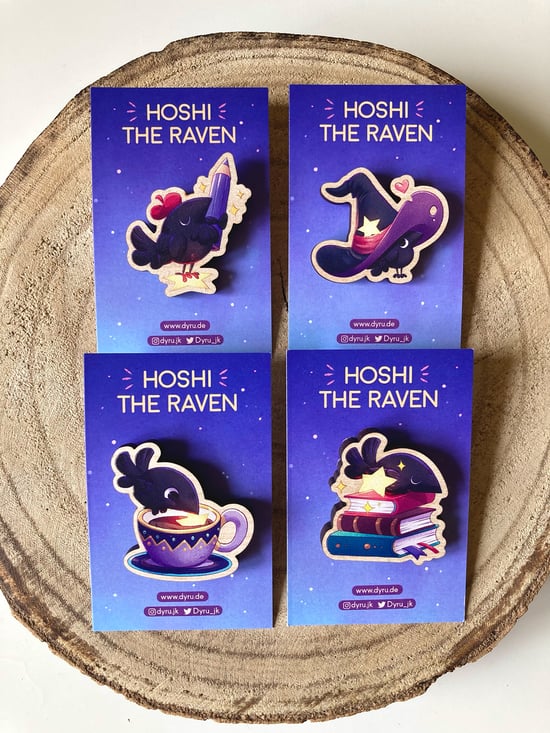 Image of Wood Pins - Hoshi the raven