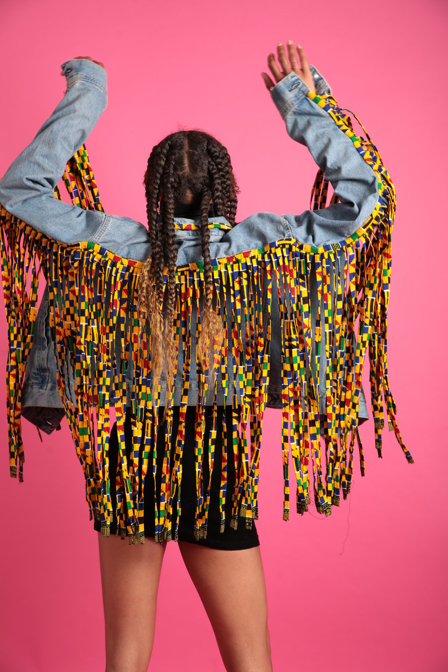 Image of Fringe denim Ankara jacket 