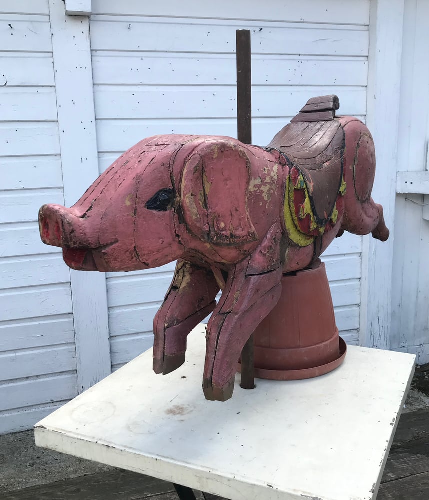 Image of Cochon de manège en bois polychrome début XXè siècle