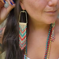 Image 4 of Southwest Red, White, and Blue Beaded Earrings