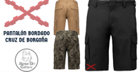 Image 3 of Pantalones multibolsillos hombre Cruz Borgoña bordada
