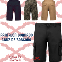 Image 1 of Pantalones multibolsillos hombre Cruz Borgoña bordada