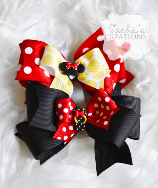 Image of Set of Two Minnie Bows (red/black)