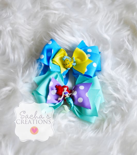 Image of Set of Two Ariel & Flounder Bows 