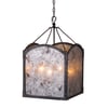 Antique glass and hammered iron chandelier