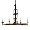 Gothic manner 6-light horizontal iron and wood chandelier