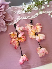 Image 1 of Oversized Sunset Pink Flower Dangles (BLACK)