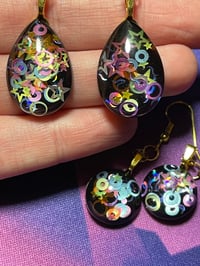 Image 1 of Galactic Blast Arcade Carpet Earrings