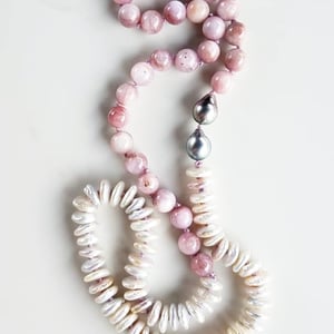 Kunzite & Tahitian Pearl Helix Necklace