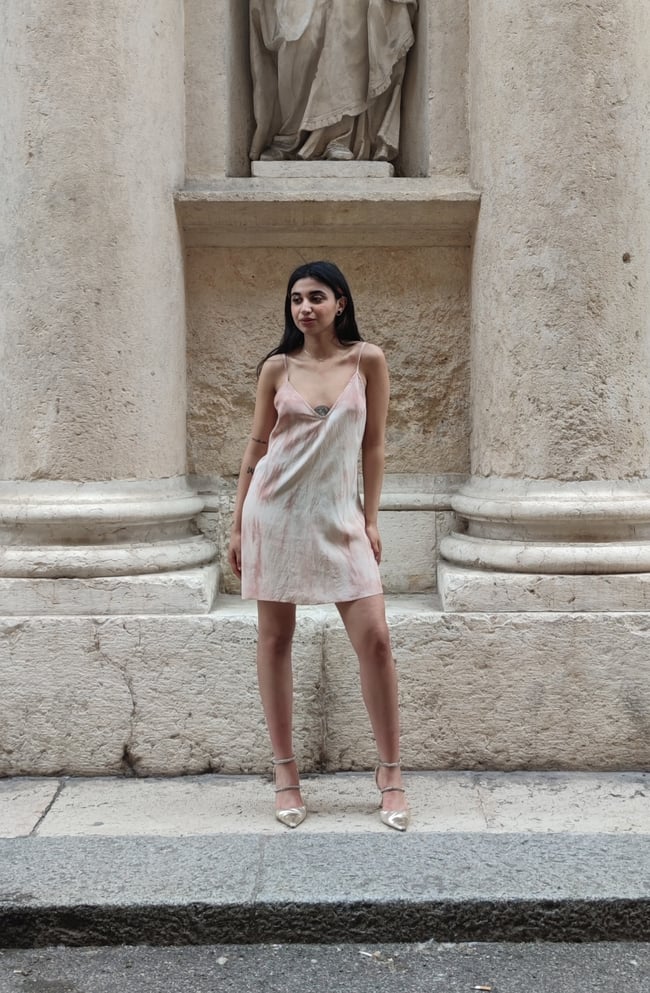 PURA SETA: abito sottoveste mini, avocado