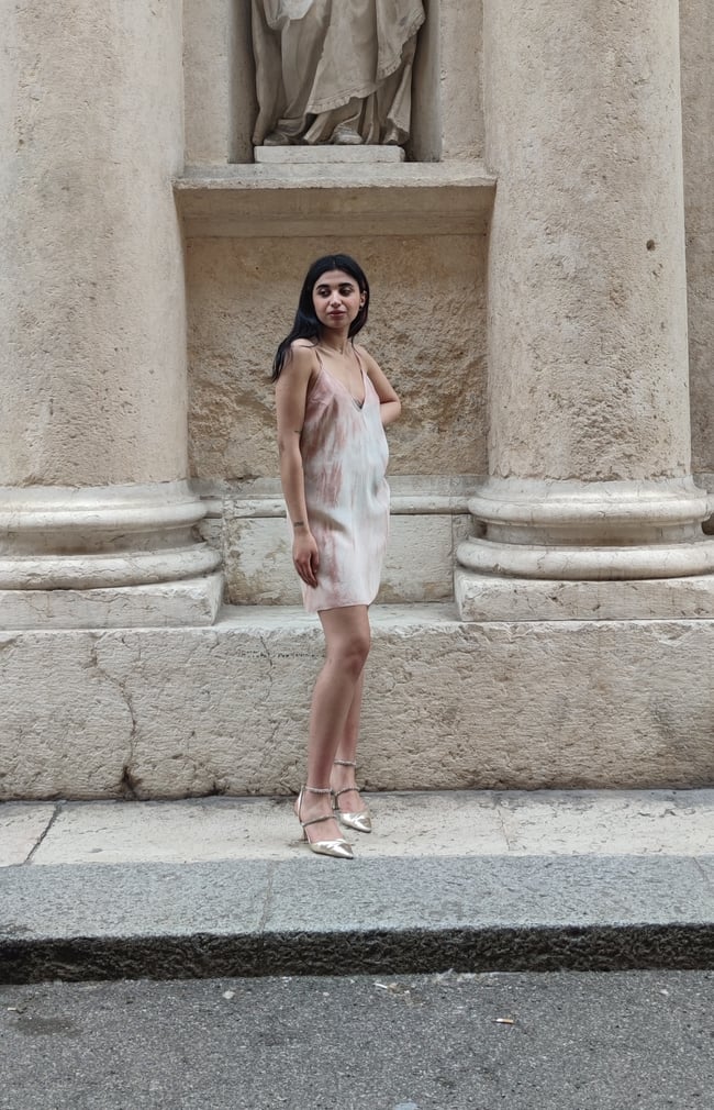 PURA SETA: abito sottoveste mini, avocado