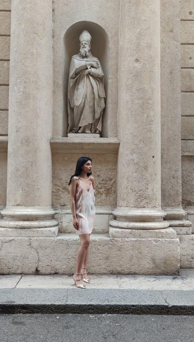 PURA SETA: abito sottoveste mini, avocado