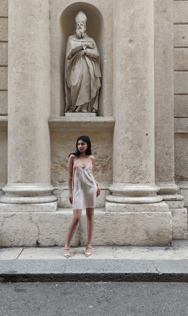 PURA SETA: abito sottoveste mini, avocado