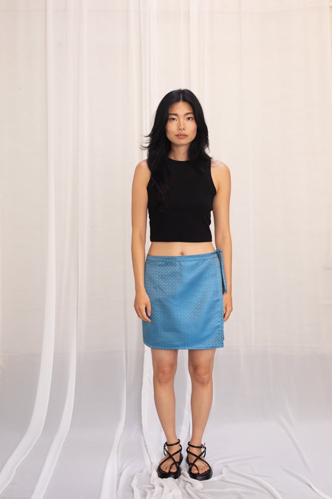 Image of ON SALE Bold Blue Silk Wrap Skirt  95 Eur -50% NOW 47.50 Eur