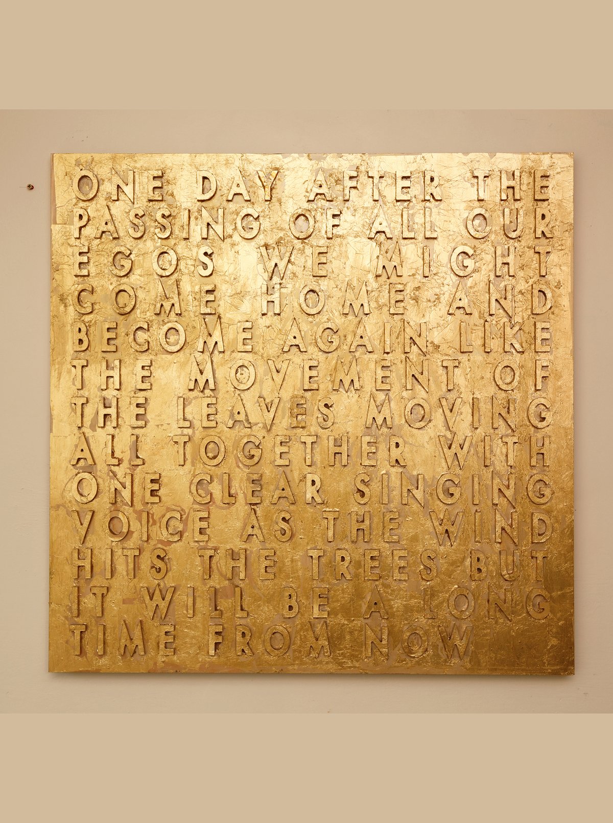 Image of ROBERT MONTGOMERY ‘Woodcut Panel (One Day) ’, 2019