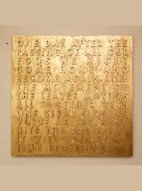 ROBERT MONTGOMERY ‘Woodcut Panel (One Day) ’, 2019