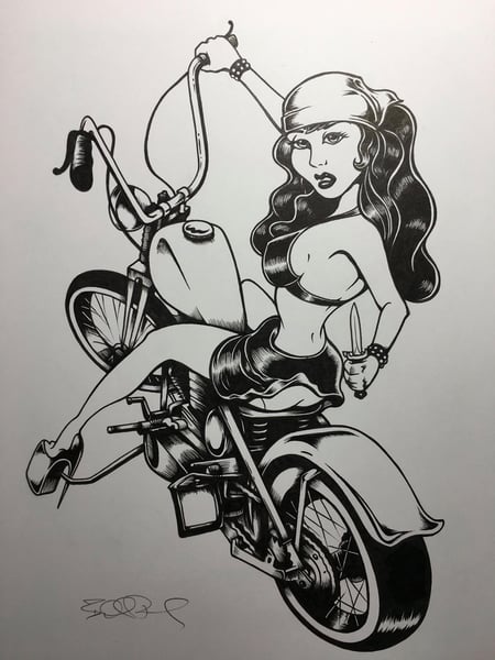 Image of Biker Babe original art