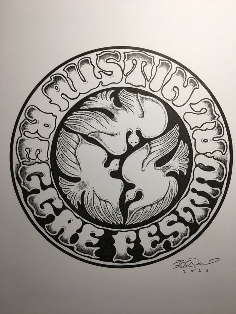 Image of "Three Little Birds" original art for Austin Reggae Festival