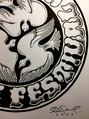 Image of "Three Little Birds" original art for Austin Reggae Festival