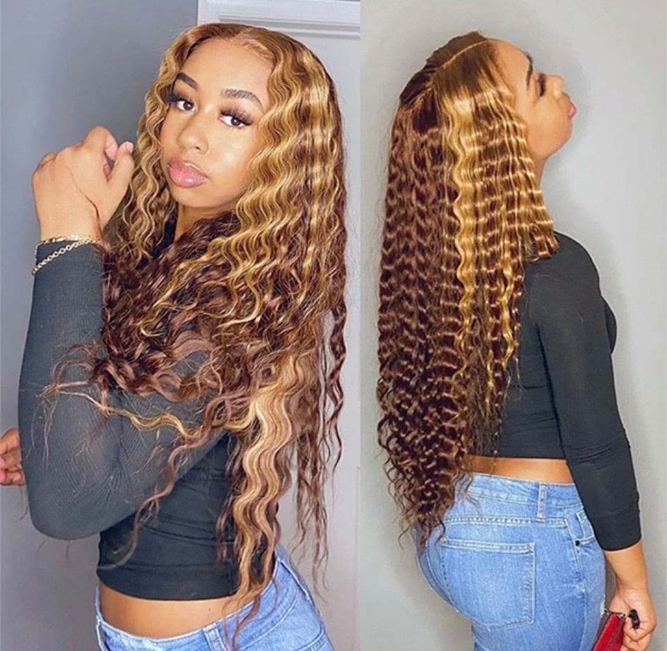 Image of Highlighted Deep Wave Lace Frontal Wig 