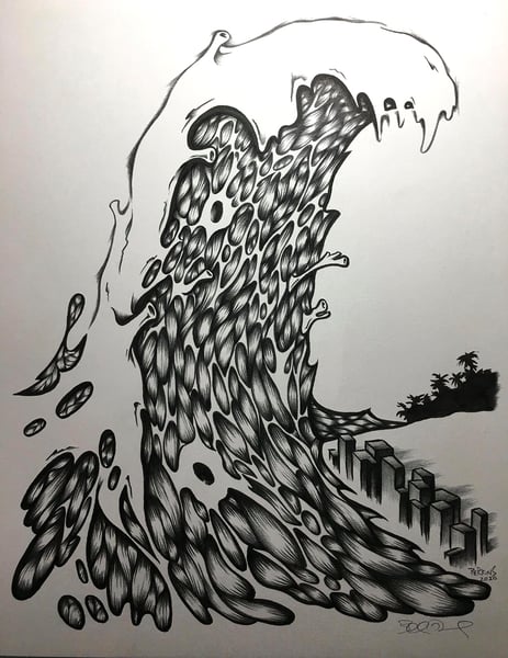 Image of "Meatwave" original ink