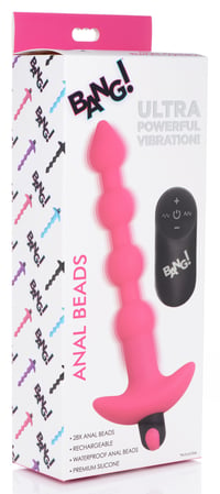 Image 3 of Bang - Vibrating Silicone Anal Beads and Remote Control - Pink